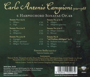 Produktbild: Campioni:6 Harpsichord Sonatas op.4B