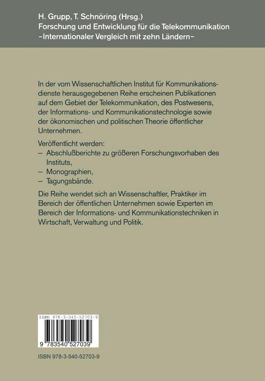 Produktbild: Forschung und Entwicklung f&uuml;r die Telekommunikation &mdash; Internationaler Vergleich mit zehn L&auml;ndern &mdash;