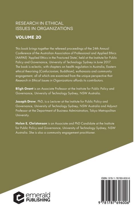 Produktbild: Applied Ethics in the Fractured State