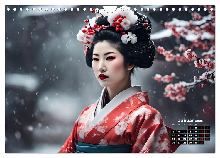 Produktbild: Geishas Portraits von japanischen Gastgeberinnen inspiriert (Wandkalender 2026 DIN A4 quer), CALVENDO Monatskalender