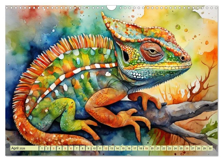 Produktbild: Farbenpr&auml;chtige Reptilien (Wandkalender 2026 DIN A3 quer), CALVENDO Monatskalender