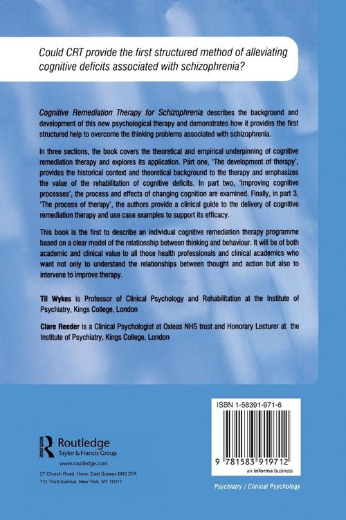 Produktbild: Cognitive Remediation Therapy for Schizophrenia
