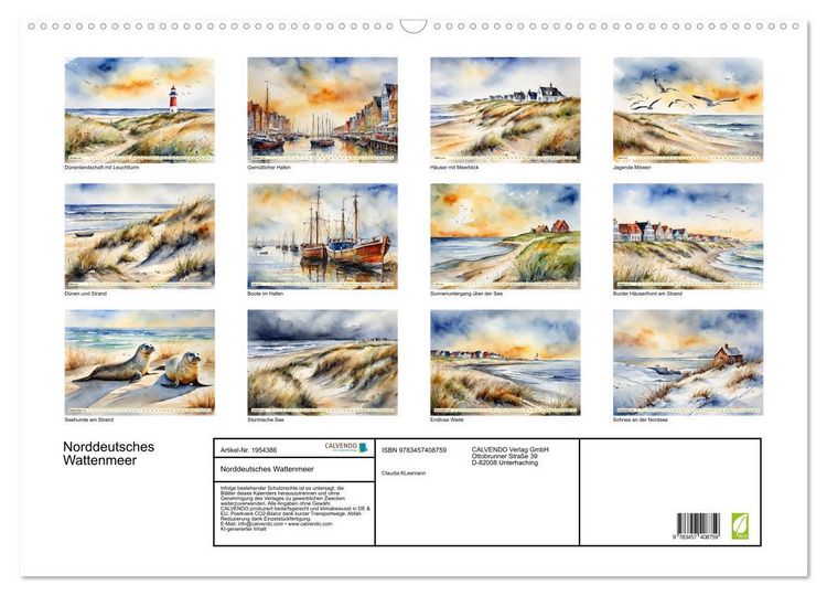 Produktbild: Norddeutsches Wattenmeer (Wandkalender 2026 DIN A2 quer), CALVENDO Monatskalender
