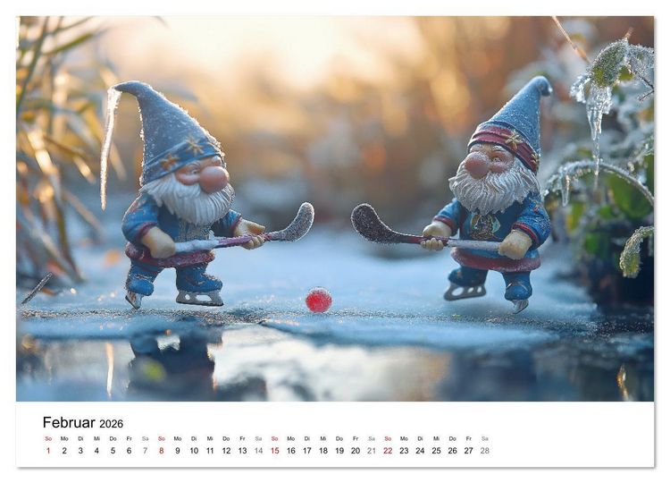 Produktbild: Sportliche Gartenzwerge (Wandkalender 2026 DIN A3 quer), CALVENDO Monatskalender