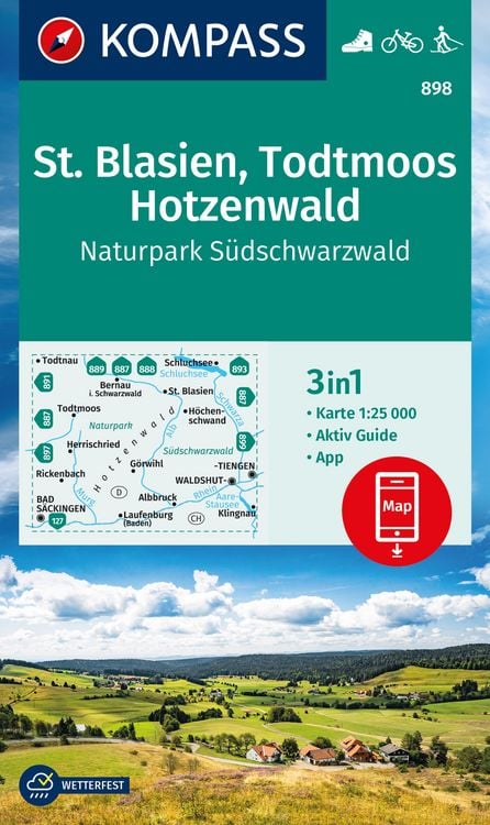 Produktbild: KOMPASS Wanderkarte 898 St. Blasien, Todtmoos, Hotzenwald, Naturpark Südschwarzwald 1:25.000