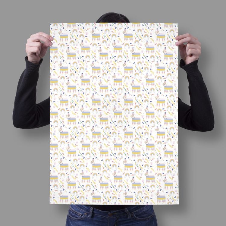 Produktbild: Geschenkpapier-Set f&uuml;r Kinder: Lama-Pinata