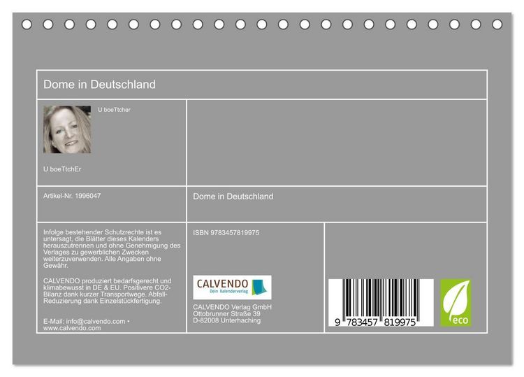 Produktbild: Dome in Deutschland (Tischkalender 2026 DIN A5 quer), CALVENDO Monatskalender