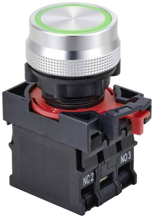 Produktbild: TRU COMPONENTS TC-10091044 ONPOW26-11E/G/12V Druckschalter 250 V 5 A 1 x Ein/(Ein) tastend Gr&uuml;n IP40 1 St.