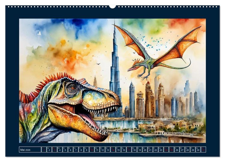 Produktbild: Dinosaurier erobern die Welt zur&uuml;ck (hochwertiger Premium Wandkalender 2026 DIN A2 quer), Kunstdruck in Hochglanz