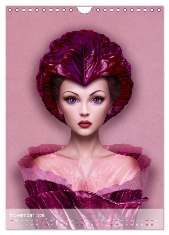 Produktbild: Food Fashion - surreal women's portraits with fruit and vegetable (Wall Calendar 2026 DIN A4 portrait), CALVENDO 12 Month Wall Calendar