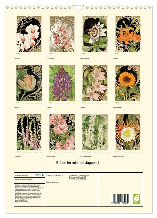 Produktbild: Bl&uuml;ten im reinsten Jugenstil (Wandkalender 2027 DIN A3 hoch), CALVENDO Monatskalender