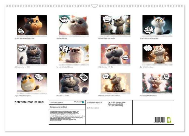 Produktbild: Katzenhumor im Blick (Wandkalender 2026 DIN A2 quer), CALVENDO Monatskalender