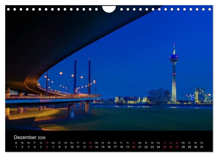 Produktbild: D&uuml;sseldorf - Ansichten am Abend (Wandkalender 2026 DIN A4 quer), CALVENDO Monatskalender
