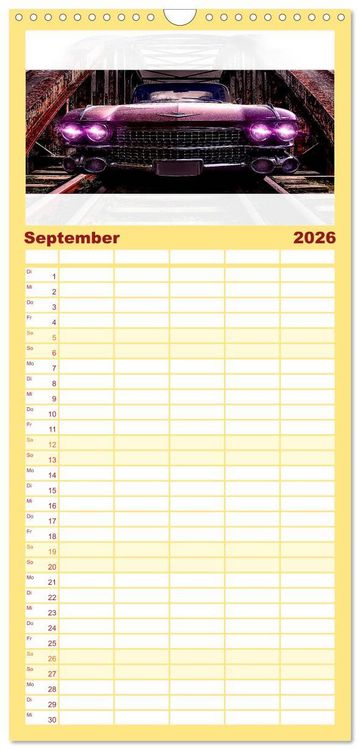Produktbild: Familienplaner 2026 - American Automobile mit 5 Spalten (Wandkalender, 21 x 45 cm) CALVENDO