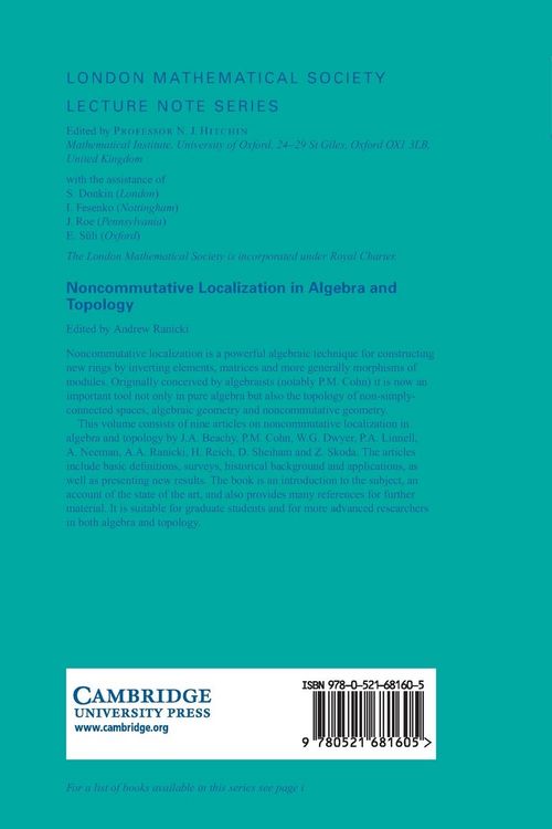 Produktbild: Noncommutative Localization in Algebra and Topology