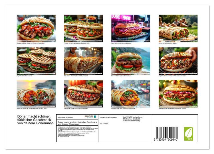 Produktbild: D&ouml;ner macht sch&ouml;ner, t&uuml;rkischer Geschmack von deinem D&ouml;nermann (Wandkalender 2026 DIN A4 quer), CALVENDO Monatskalender