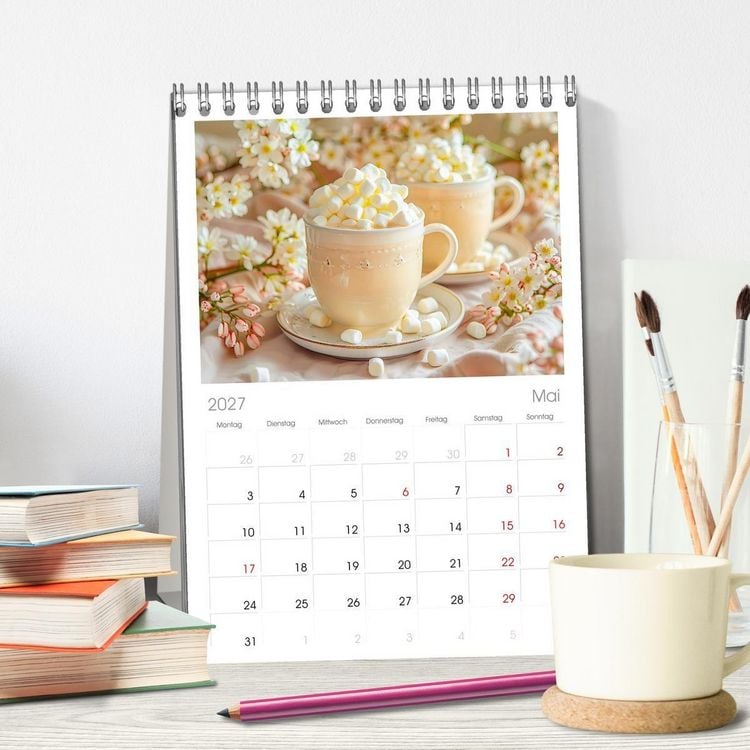Produktbild: Tischplaner 2027 - Cappuccino, Latte und mehr - Der gro&szlig;e Kaffeekalender (A5 Tischkalender zum Aufstellen) CALVENDO