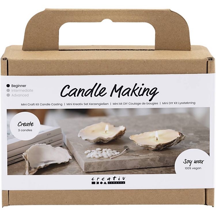 Produktbild: Creativ Company Mini Kreativ Set Kerzengie&szlig;en, Sojawachskerzen in Austernschalen, Creme
