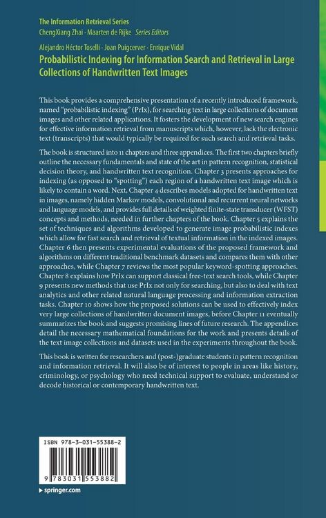 Produktbild: Probabilistic Indexing for Information Search and Retrieval in Large Collections of Handwritten Text Images
