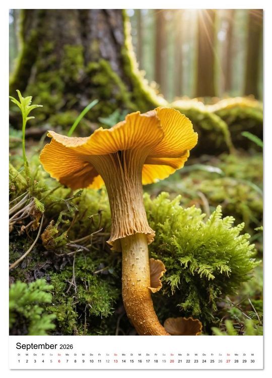 Produktbild: WILDE PILZE - Essbare, giftige und seltene Pilzarten (hochwertiger Premium Wandkalender 2026 DIN A2 hoch), Kunstdruck in Hochglanz