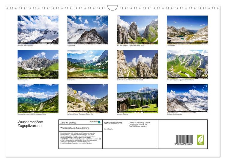 Produktbild: Wundersch&ouml;ne Zugspitzarena (Wandkalender 2027 DIN A3 quer), CALVENDO Monatskalender