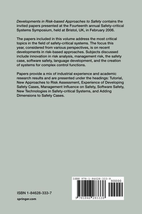 Produktbild: Developments in Risk-based Approaches to Safety