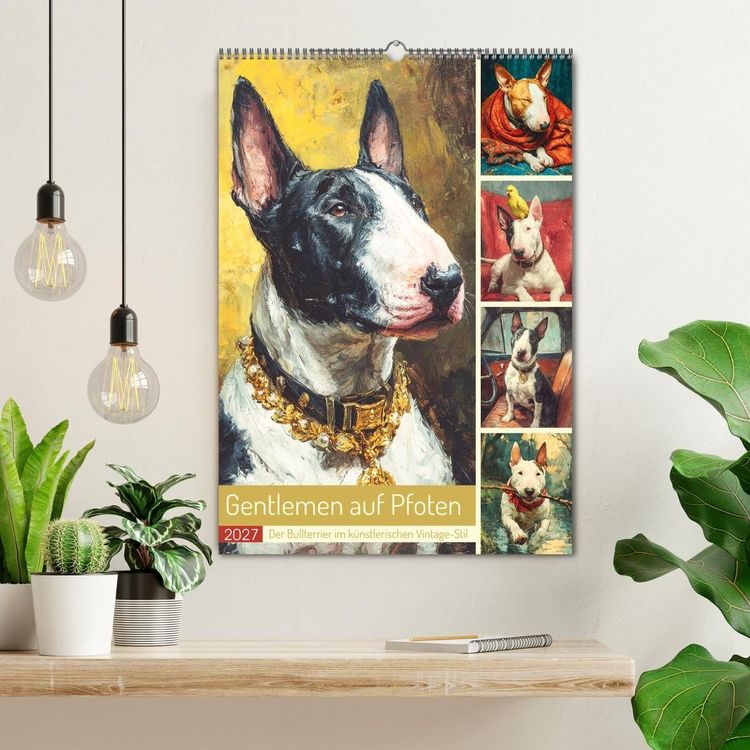 Produktbild: Gentlemen auf Pfoten. Der Bullterrier im k&uuml;nstlerischen Vintage-Stil (Wandkalender 2027 DIN A2 hoch), CALVENDO Monatskalender