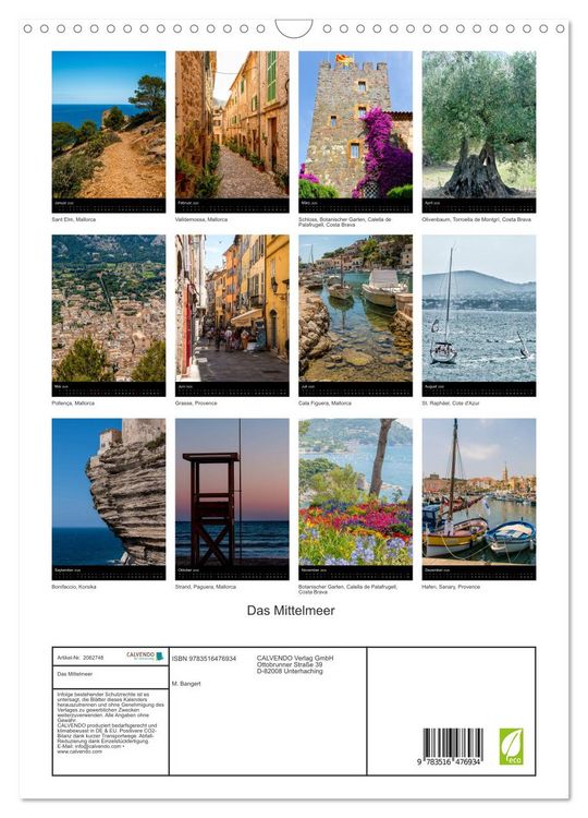 Produktbild: Das Mittelmeer (Wandkalender 2026 DIN A3 hoch), CALVENDO Monatskalender