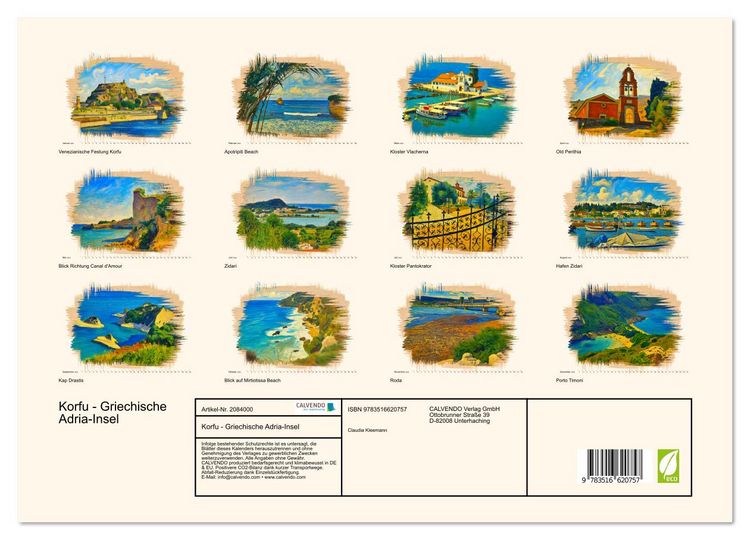 Produktbild: Korfu - Griechische Adria-Insel (Wandkalender 2026 DIN A3 quer), CALVENDO Monatskalender