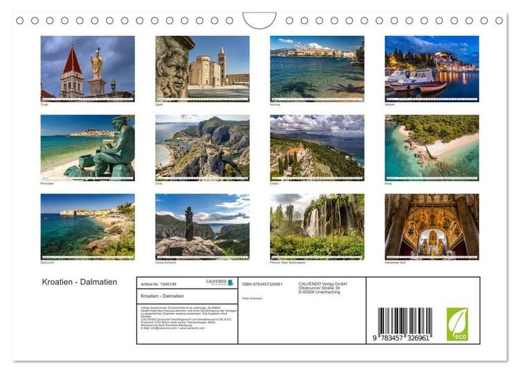 Produktbild: Kroatien - Dalmatien (Wandkalender 2026 DIN A4 quer), CALVENDO Monatskalender