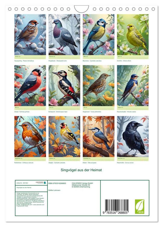 Produktbild: Singv&ouml;gel aus der Heimat (Wandkalender 2026 DIN A4 hoch), CALVENDO Monatskalender