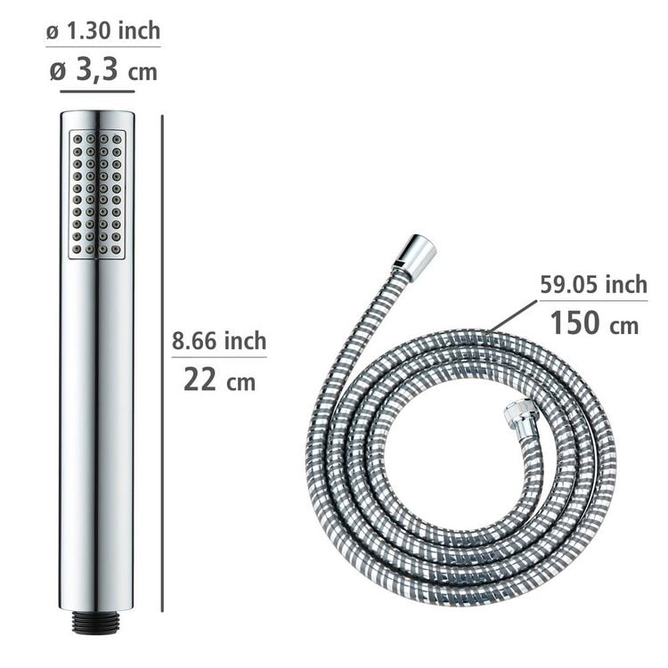 Produktbild: Mod. Basic Line Duschkopf Set Wanne, 3-teilig, klassische Stab-Handbrause