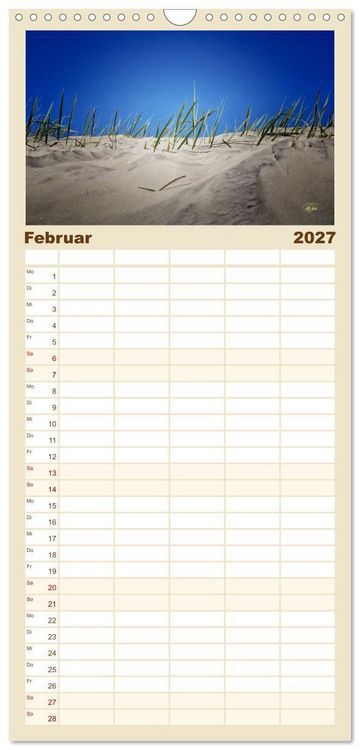 Produktbild: Familienplaner 2027 - Nordsee-D&uuml;nen mit 5 Spalten (Wandkalender, 21 x 45 cm) CALVENDO