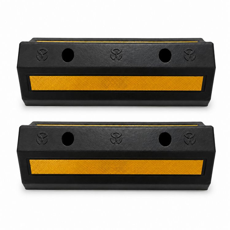Produktbild: HTI-Living Radstopper 2er Set Parkplatzbegrenzung mit Reflektorstreifen Kunststoff