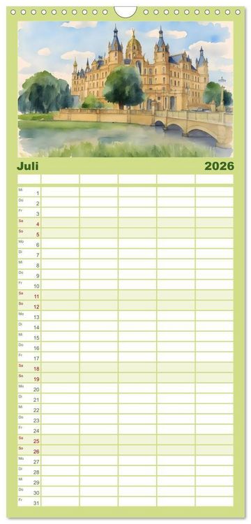 Produktbild: Familienplaner 2026 - Deutsche Schl&ouml;sser und Burgen mit 5 Spalten (Wandkalender, 21 x 45 cm) CALVENDO