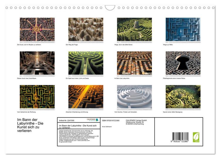 Produktbild: Im Bann der Labyrinthe - Die Kunst sich zu verlieren (Wandkalender 2026 DIN A3 quer), CALVENDO Monatskalender