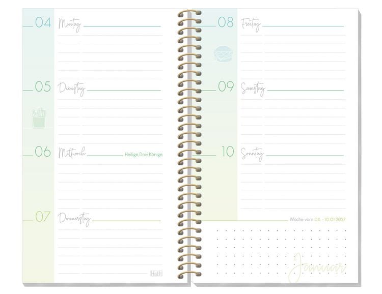 Produktbild: H&auml;fft College-Timer - Sch&uuml;lerkalender A6 slim 26/27