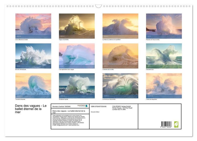 Produktbild: Dans des vagues - Le ballet &eacute;ternel de la mer (Calendrier mural 2026 DIN A2 vertical), CALVENDO calendrier mensuel