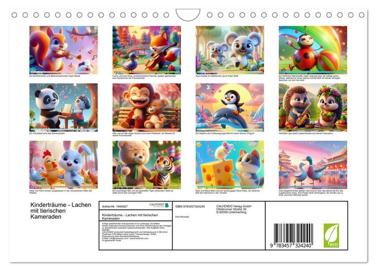 Produktbild: Kindertr&auml;ume - Lachen mit tierischen Kameraden (Wandkalender 2026 DIN A4 quer), CALVENDO Monatskalender