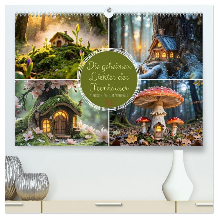 Produktbild: Die geheimen Lichter der Feenh&auml;user - Verborgene Welt im Zauberwald. (hochwertiger Premium Wandkalender 2027 DIN A2 quer), Kunstdruck in Hochglanz