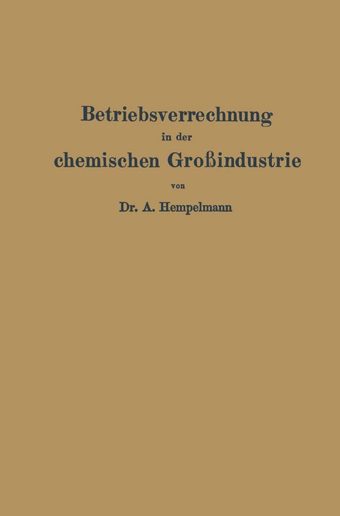 Produktbild: Betriebsverrechnung in der chemischen Gro&szlig;industrie