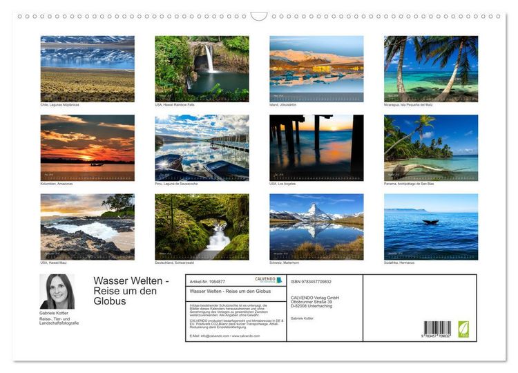 Produktbild: Wasser Welten - Reise um den Globus (Wandkalender 2026 DIN A2 quer), CALVENDO Monatskalender