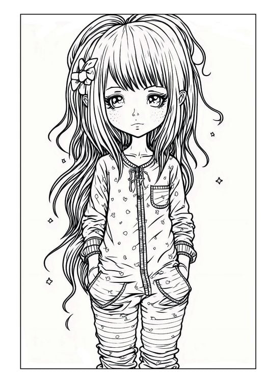 Produktbild: Manga Malbuch f&uuml;r M&auml;dchen ab 8 Jahren mit 52 Ausmalbildern