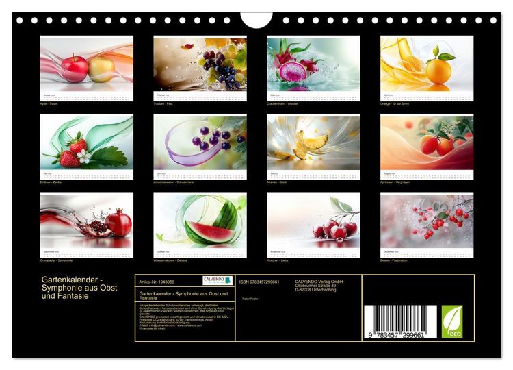 Produktbild: Gartenkalender - Symphonie aus Obst und Fantasie (Wandkalender 2026 DIN A4 quer), CALVENDO Monatskalender