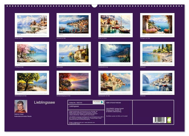 Produktbild: Lieblingssee (Wandkalender 2026 DIN A2 quer), CALVENDO Monatskalender