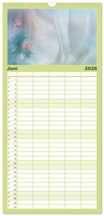 Produktbild: Familienplaner 2026 - Liebe wird im Herzen geboren mit 5 Spalten (Wandkalender, 21 x 45 cm) CALVENDO