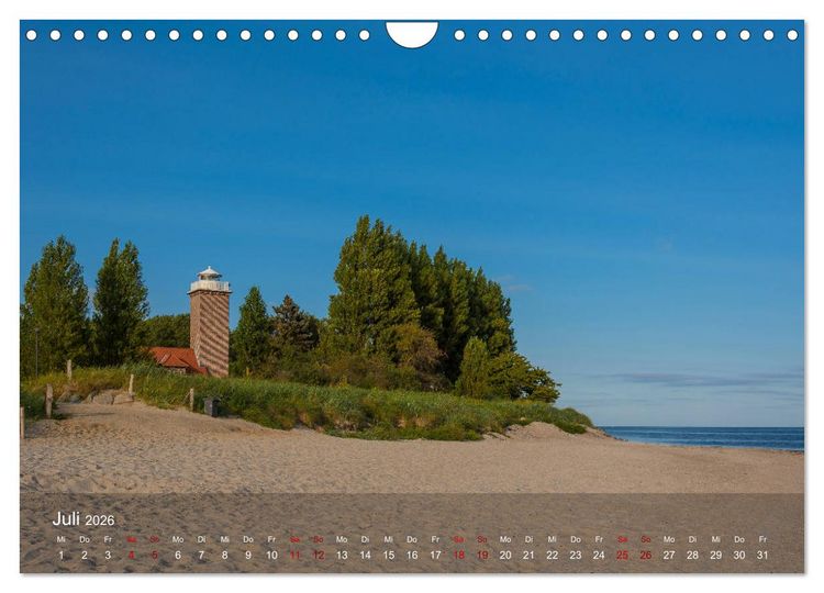 Produktbild: Die sch&ouml;nsten Leuchtt&uuml;rme - Deutsche Ostsee (Wandkalender 2026 DIN A4 quer), CALVENDO Monatskalender