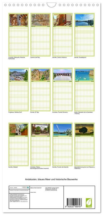 Produktbild: Familienplaner 2026 - Andalusien, blaues Meer und historische Bauwerke mit 5 Spalten (Wandkalender, 21 x 45 cm) CALVENDO