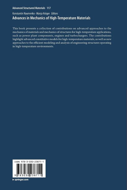 Produktbild: Advances in Mechanics of High-Temperature Materials