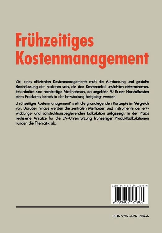 Produktbild: Fr&uuml;hzeitiges Kostenmanagement